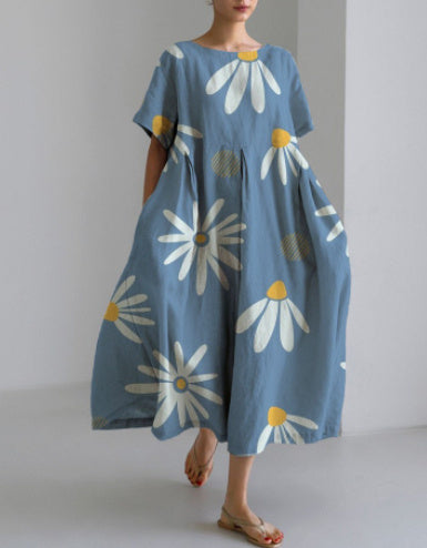 Sue – Robe de Mode Décontractée avec Impression 3D en Tissu Coton