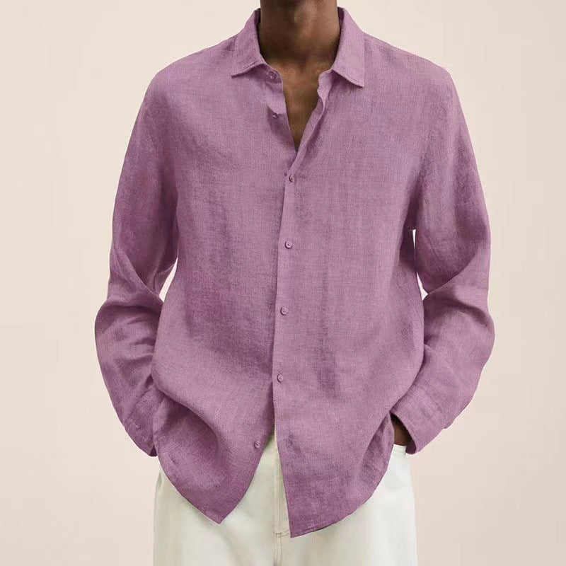 Terrence – Chemise en coton et lin décontractée pour hommes de grande taille