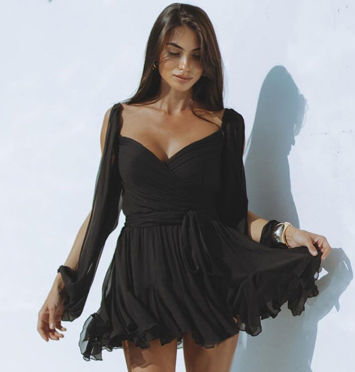 Anna – Robe à Épaules Dénudées avec Manches Lanternes