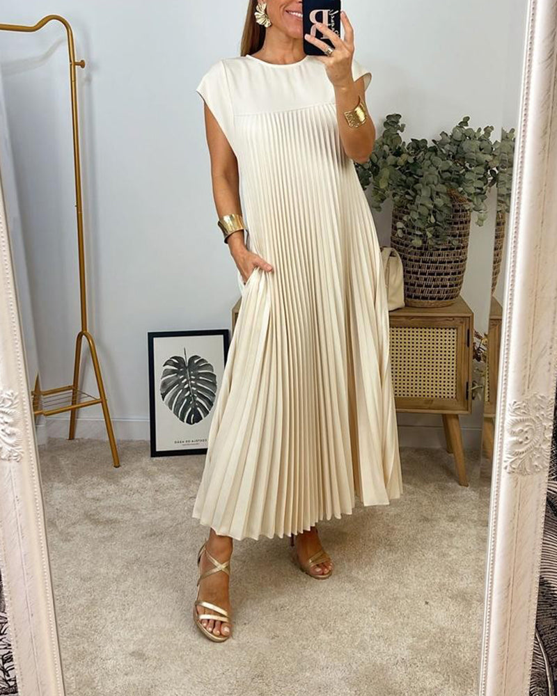 Ruth – Robe Femme Sans Manches Plissée Unie