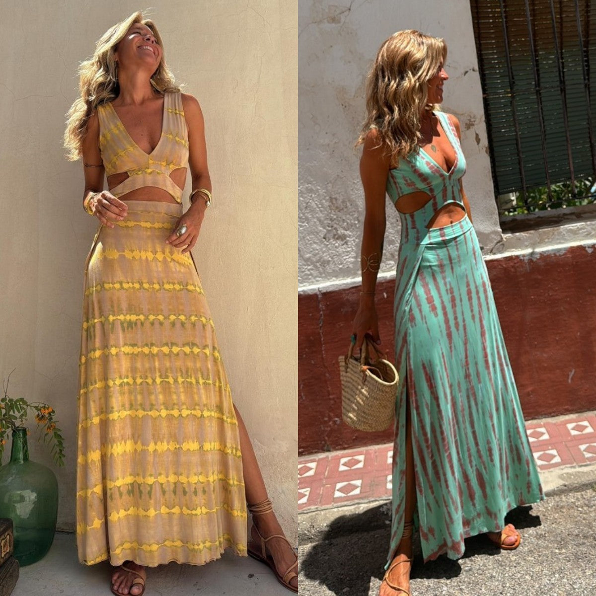 Jade – Robe Longue Dos Nu Imprimée pour Femme