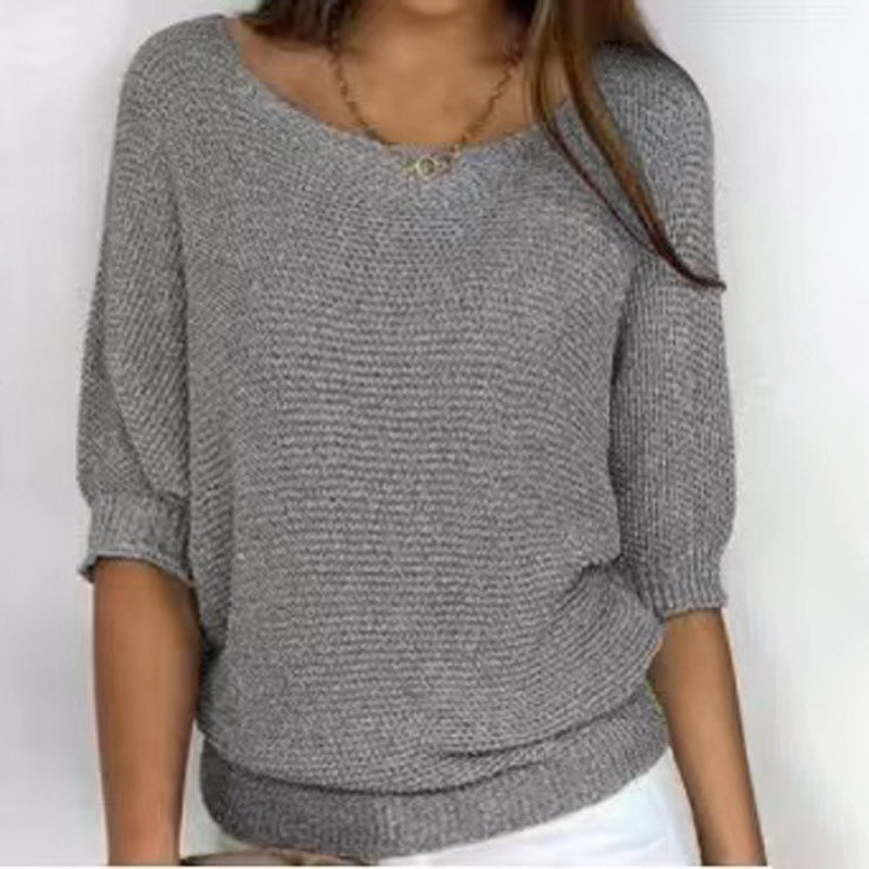 Denise – Pull à Encolure Ronde Uni pour Femme