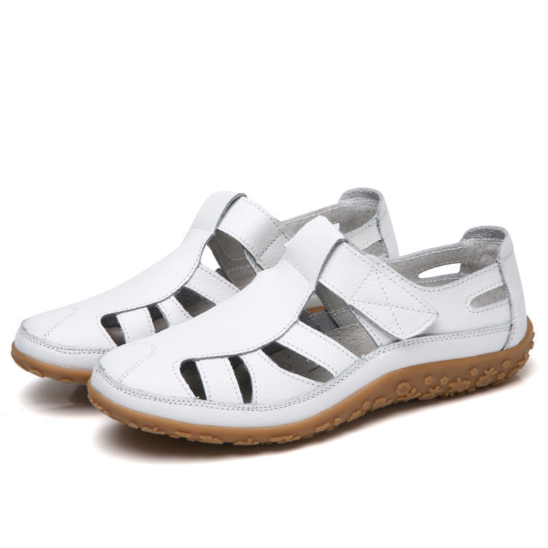 Sarah – Chaussures décontractées en cuir végan à velcro à semelle souple et rétro
