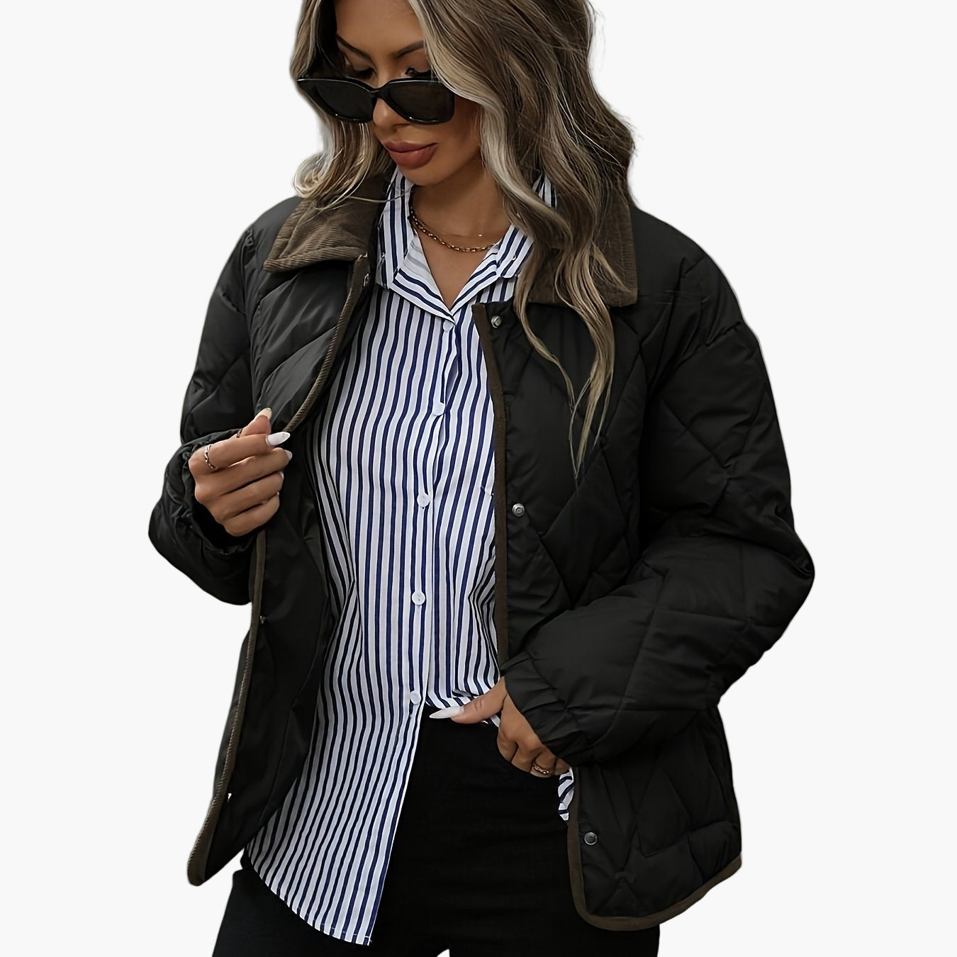 Veste matelassée style vintage pour femme, idéale pour l'automne et l'hiver
