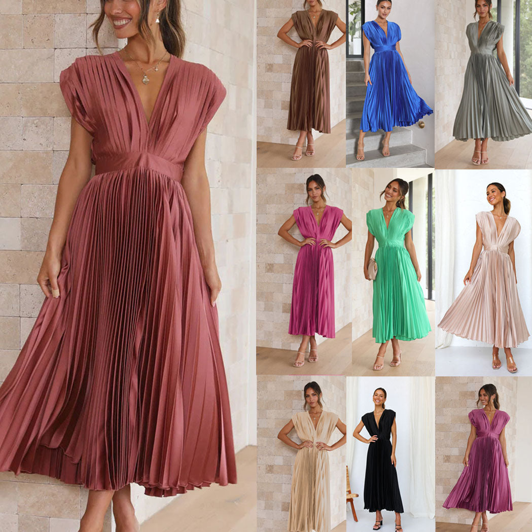 Ruth – Robe Plissée Décontractée Sans Manches avec Zip