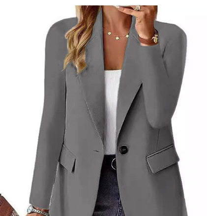 Denise – Veste de costume en polyester à manches longues et couleur unie pour femmes