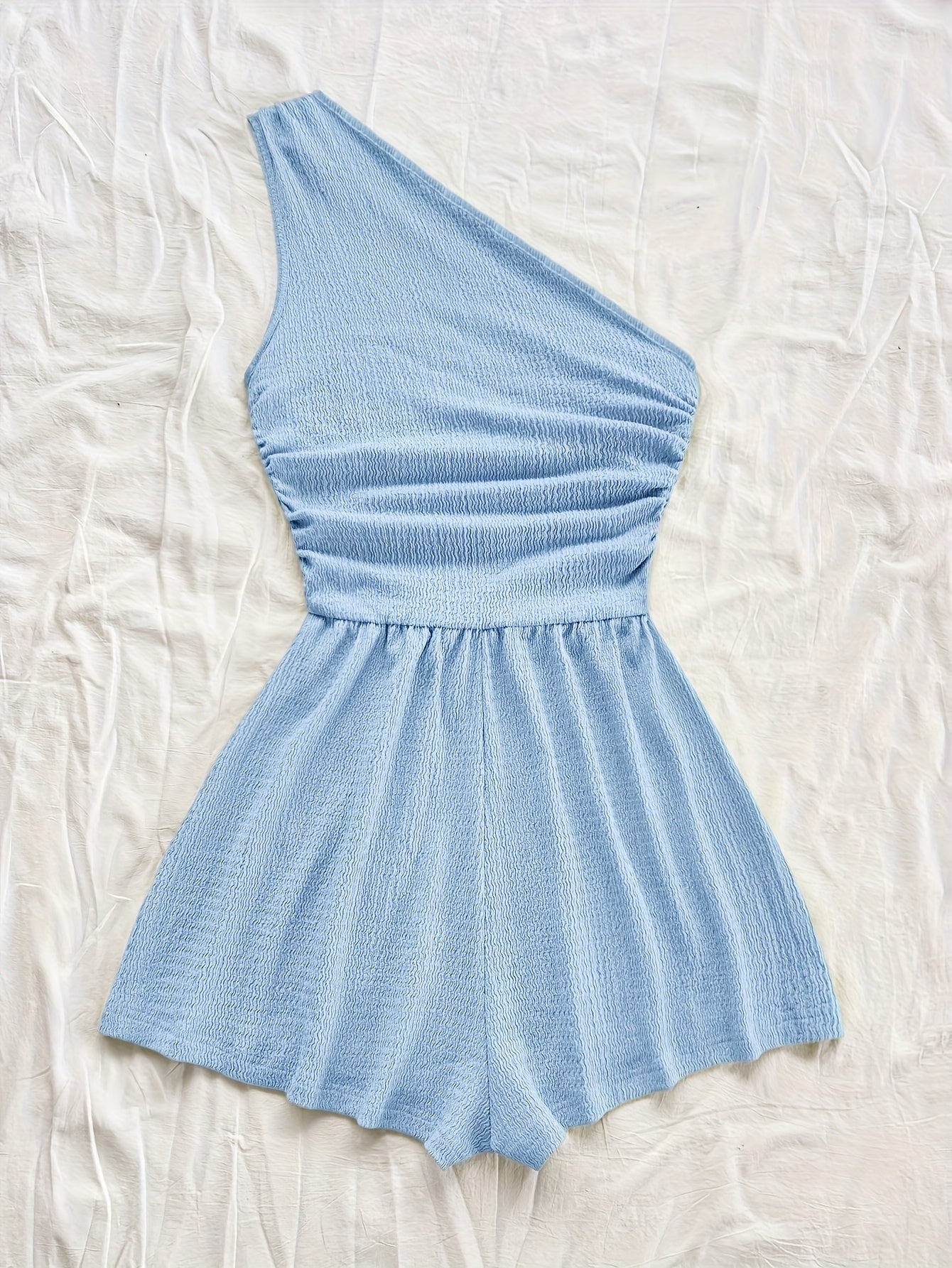 Dames korte jumpsuit met één schouder, casual stijl voor de zomer