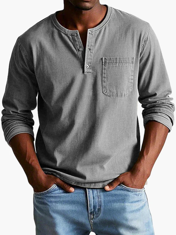 Chemise Henley à Manches Longues pour Homme – Style Décontracté et Élégant pour Toutes Occasions