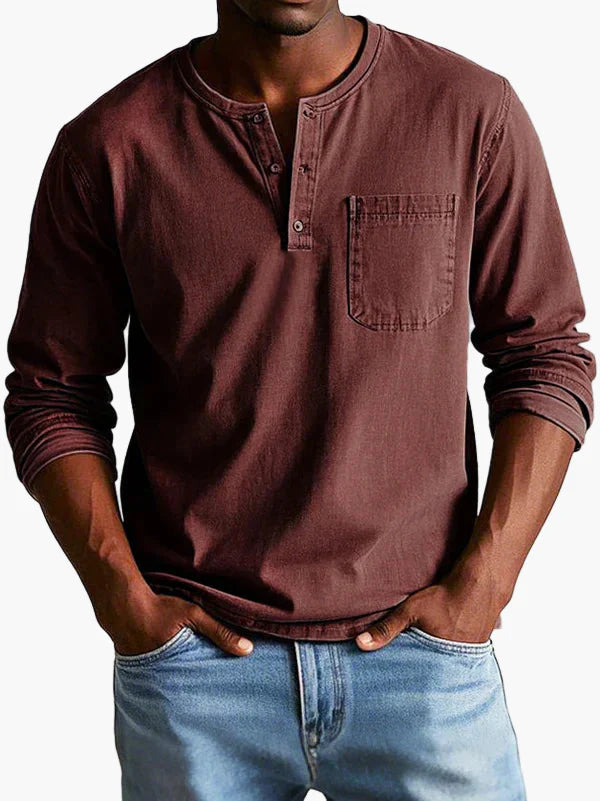 Chemise Henley à Manches Longues pour Homme – Style Décontracté et Élégant pour Toutes Occasions