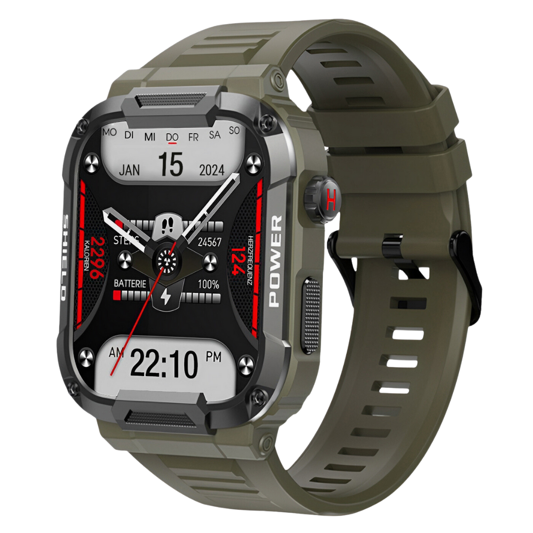 Ian – Montre Connectée Militaire Robuste pour Hommes avec Suivi de Fitness Avancé
