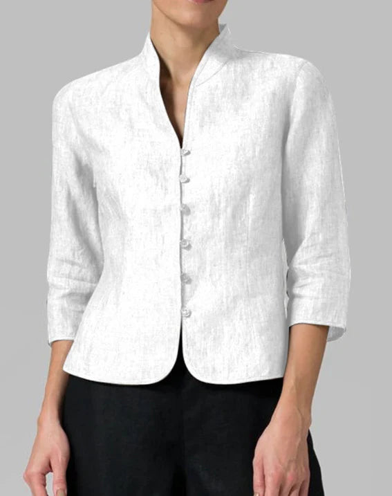 Veste Femme Élégante Style Mandarin Polyvalente pour Bureau et Occasions Formelles