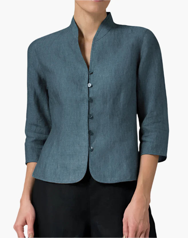 Veste Femme Élégante Style Mandarin Polyvalente pour Bureau et Occasions Formelles
