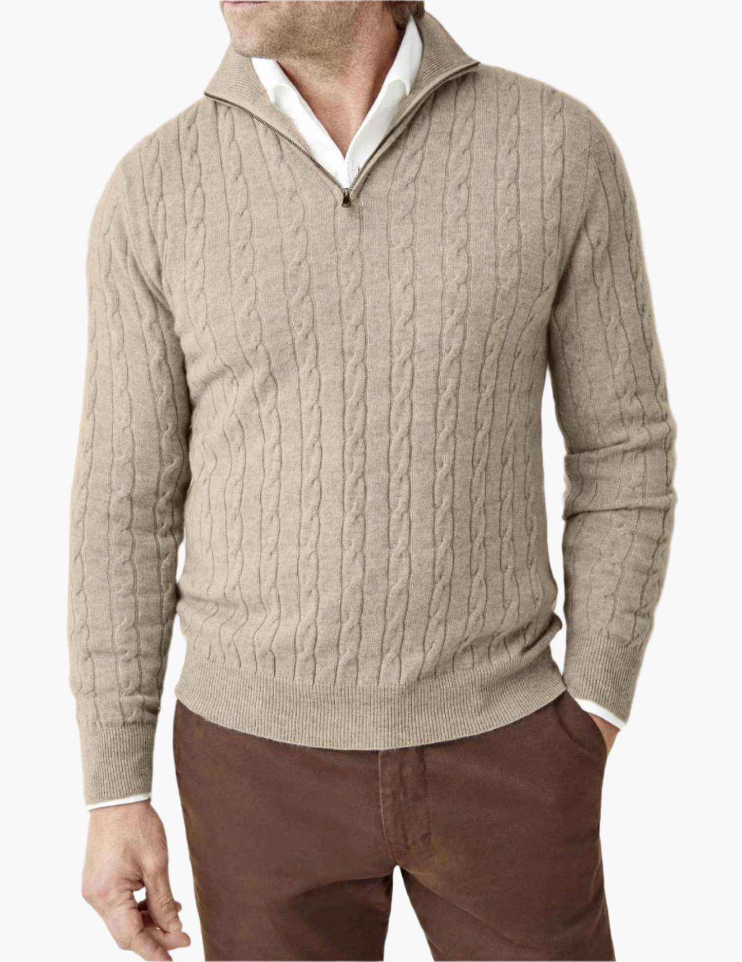 Pull zippé torsadé homme élégant style décontracté et professionnel