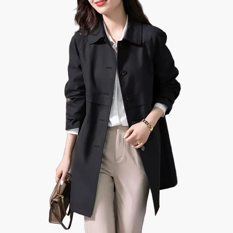 Manteau trench court femme élégant style classique pour bureau et sorties décontractées