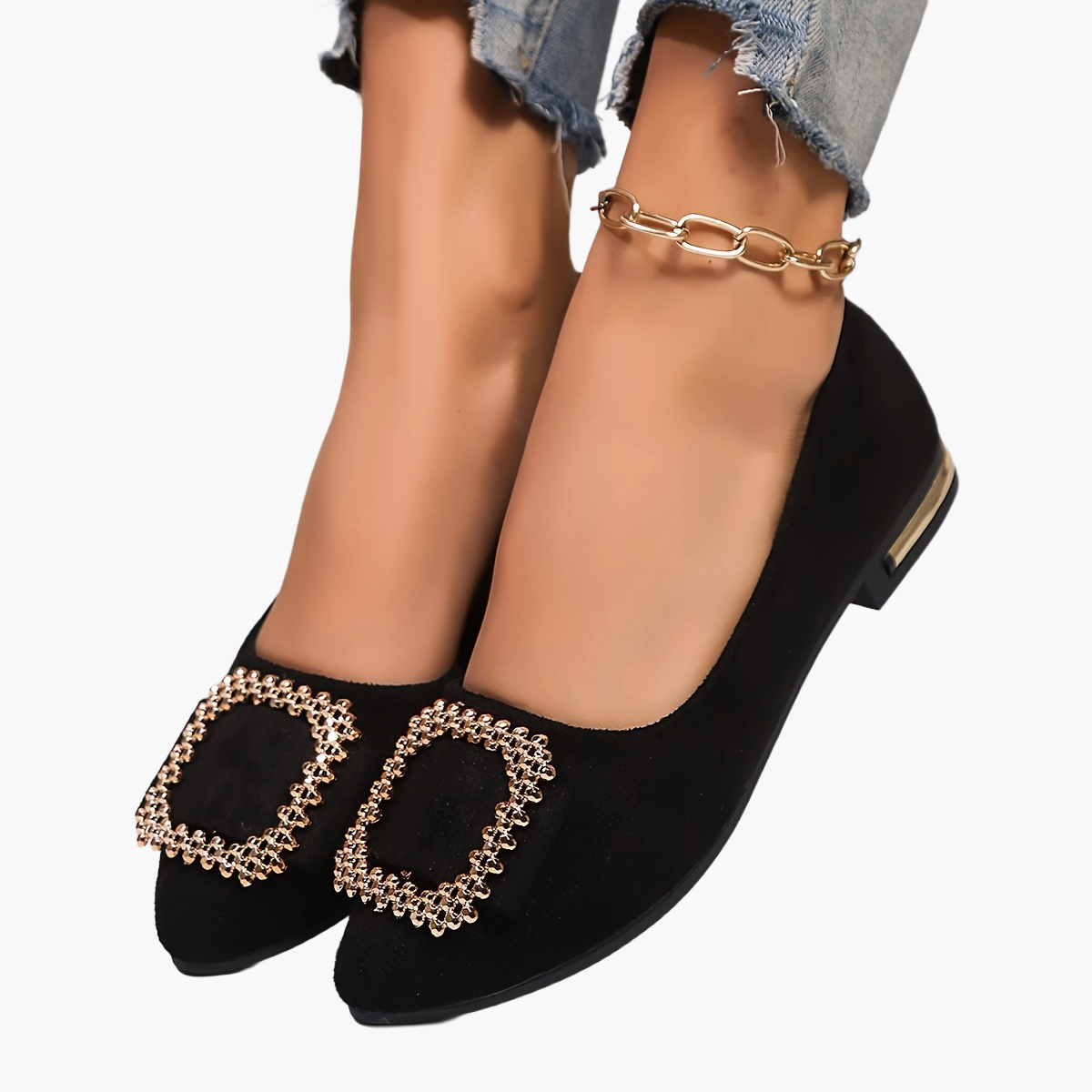 Ballerines élégantes à bout pointu pour femme avec boucle ornementale – Style chic et raffiné pour toutes occasions