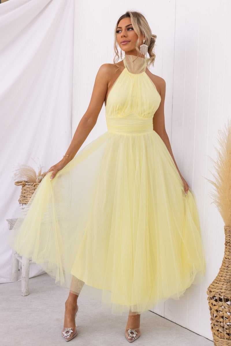 Kathleen – Robe Décontractée à Col Montant en Tulle