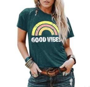 Wendy – T-shirt à manches courtes imprimé motif arc-en-ciel