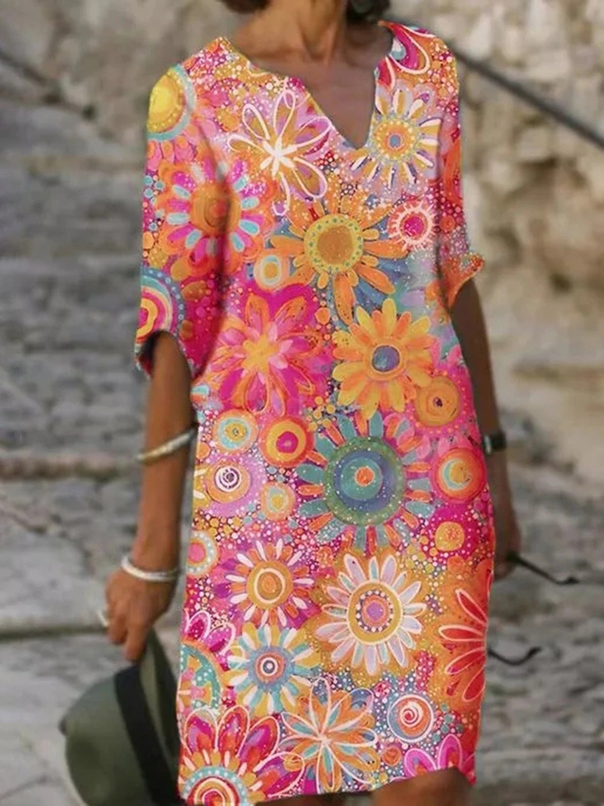 Katie – Robe Imprimée Mode à Enfiler Bleu