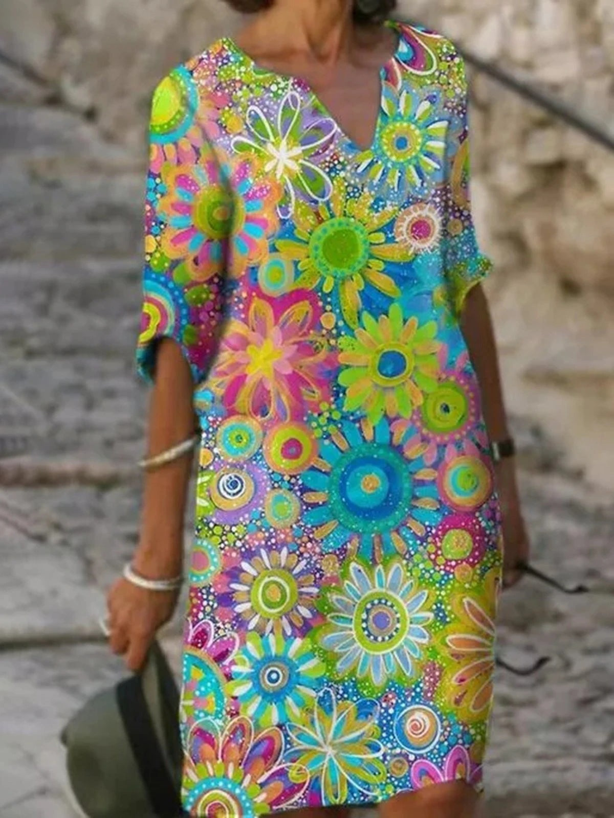 Katie – Robe Imprimée Mode à Enfiler Bleu