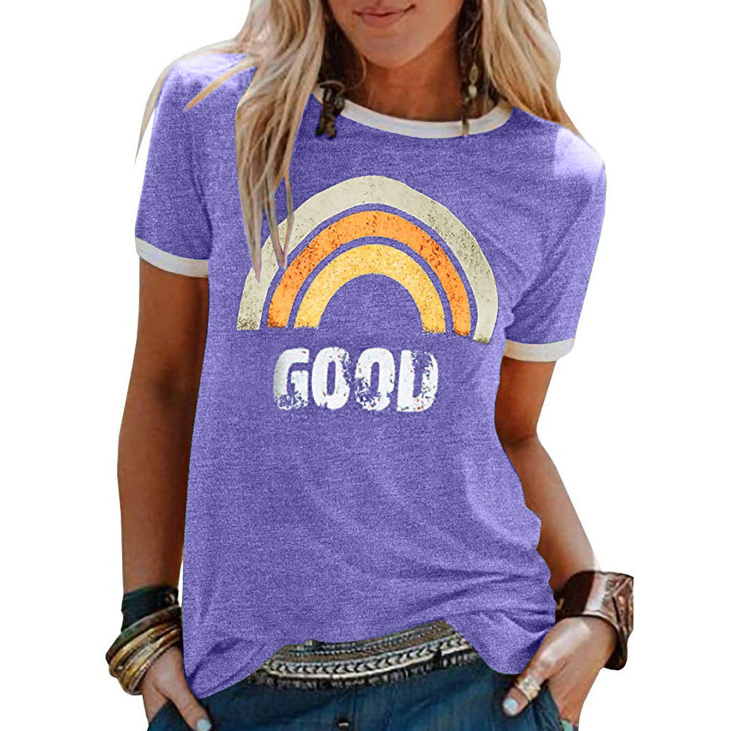 Wendy – T-shirt à manches courtes imprimé motif arc-en-ciel