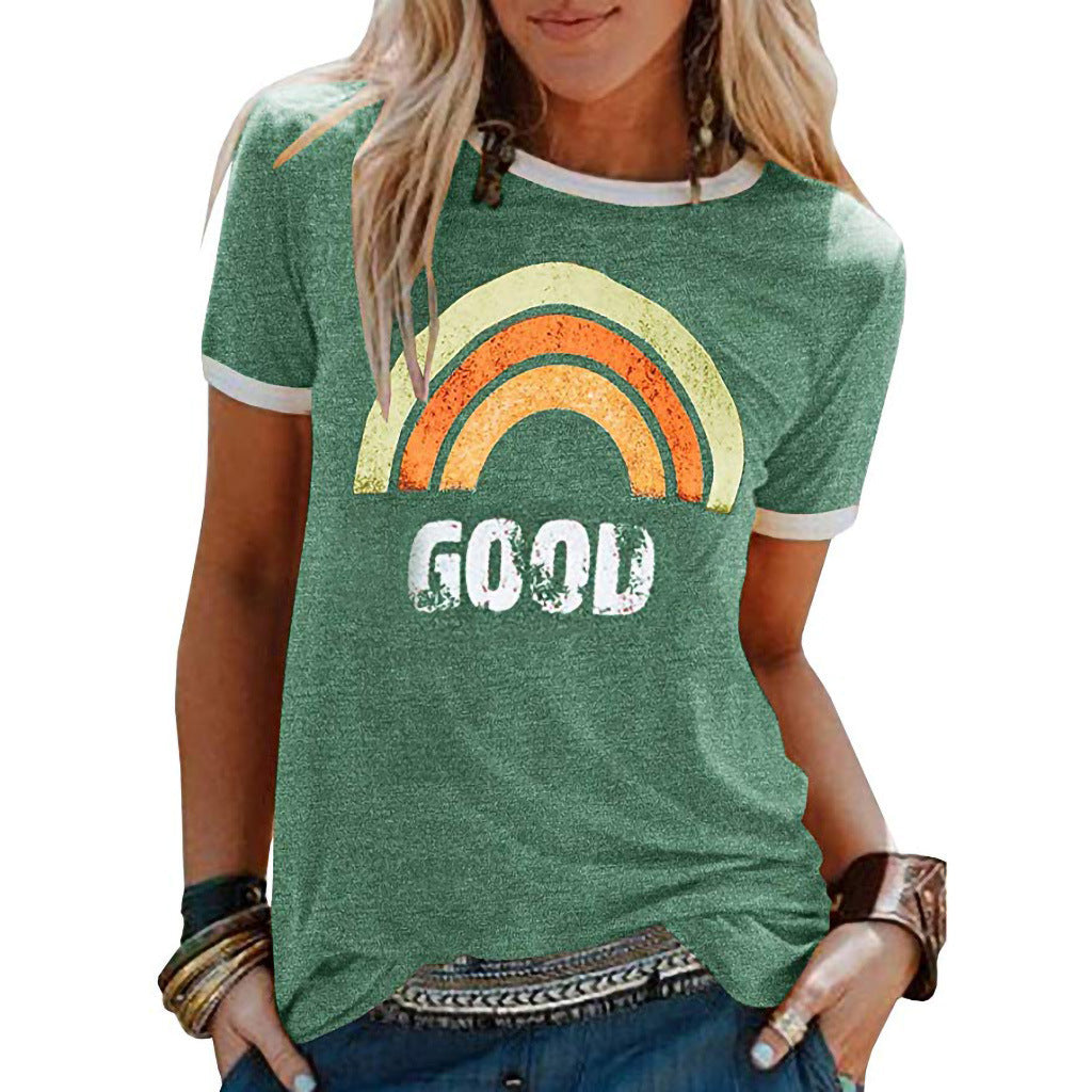 Wendy – T-shirt à manches courtes imprimé motif arc-en-ciel