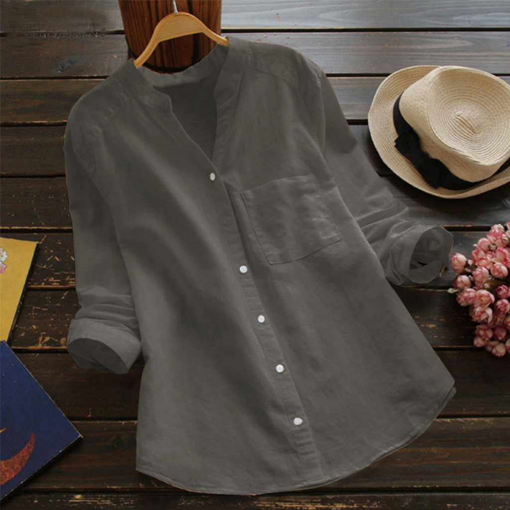 Joy – Chemise Vintage en Coton et Lin avec Broderie
