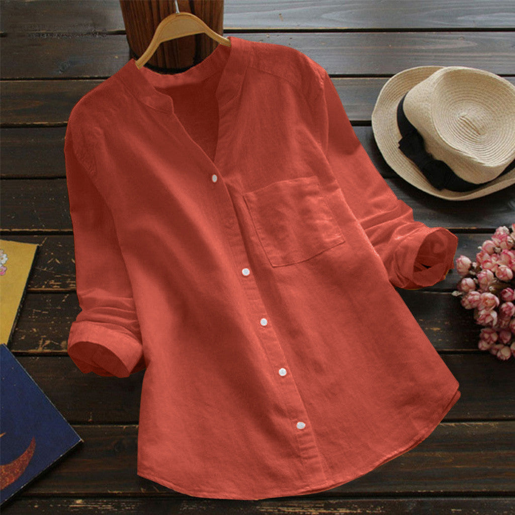 Joy – Chemise Vintage en Coton et Lin avec Broderie