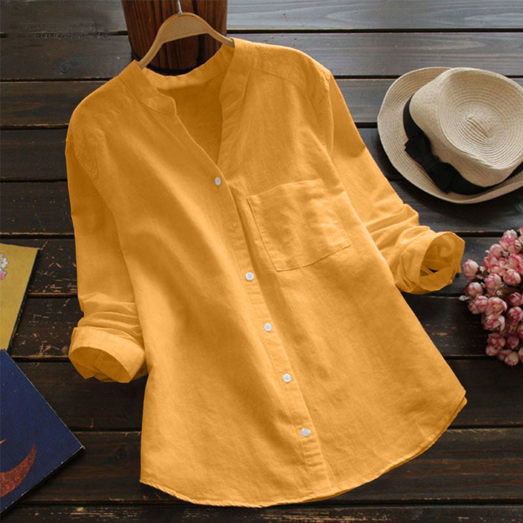 Joy – Chemise Vintage en Coton et Lin avec Broderie