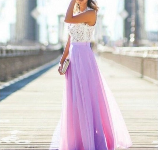 Natalie – Robe en Chiffon surlongue avec broderie