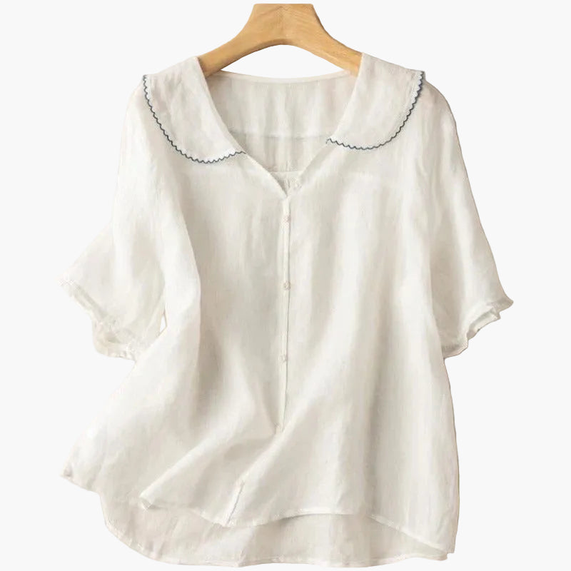 Elegante damesblouse met gekartelde kraag in vintage stijl voor dagelijks gebruik