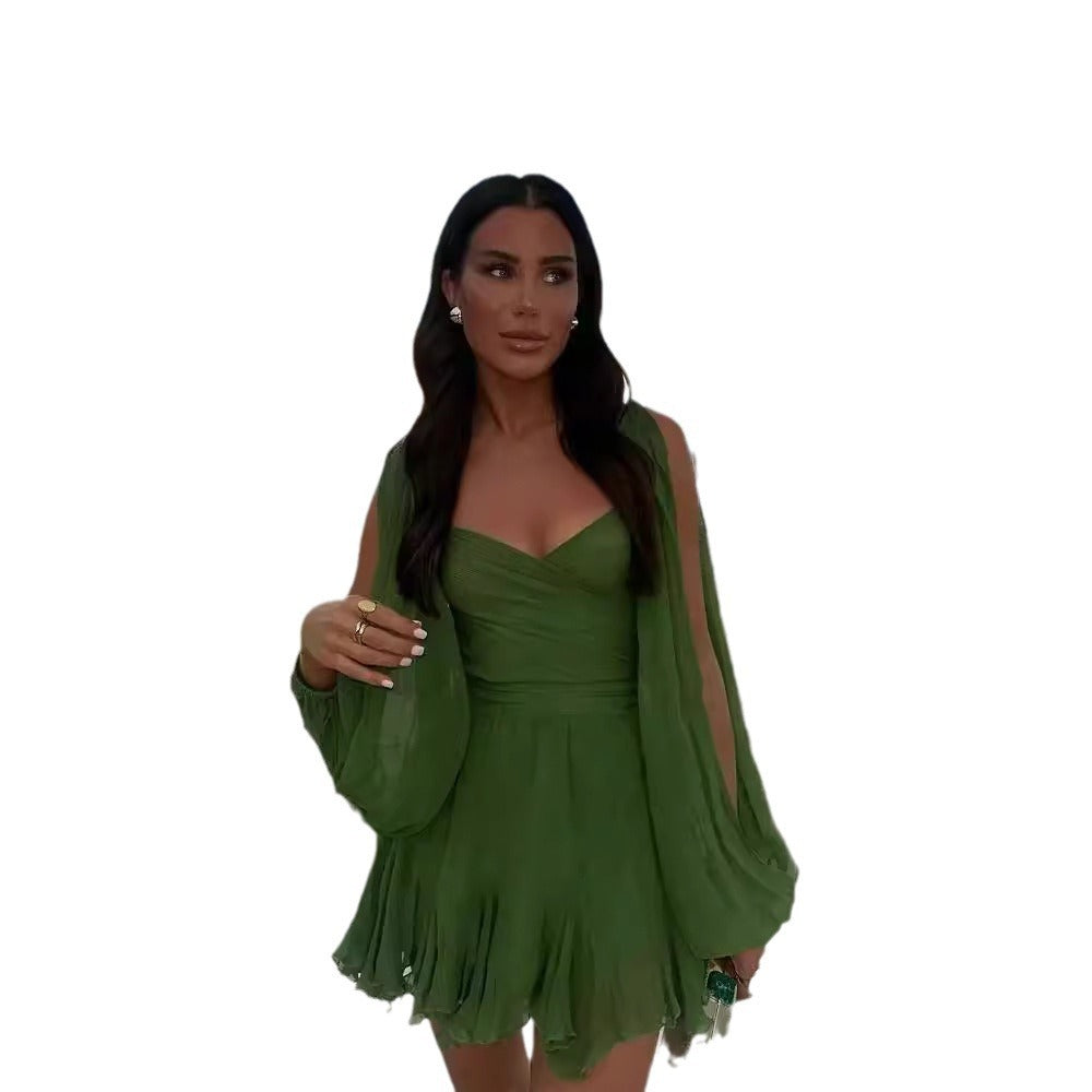 Anna – Robe à Épaules Dénudées avec Manches Lanternes