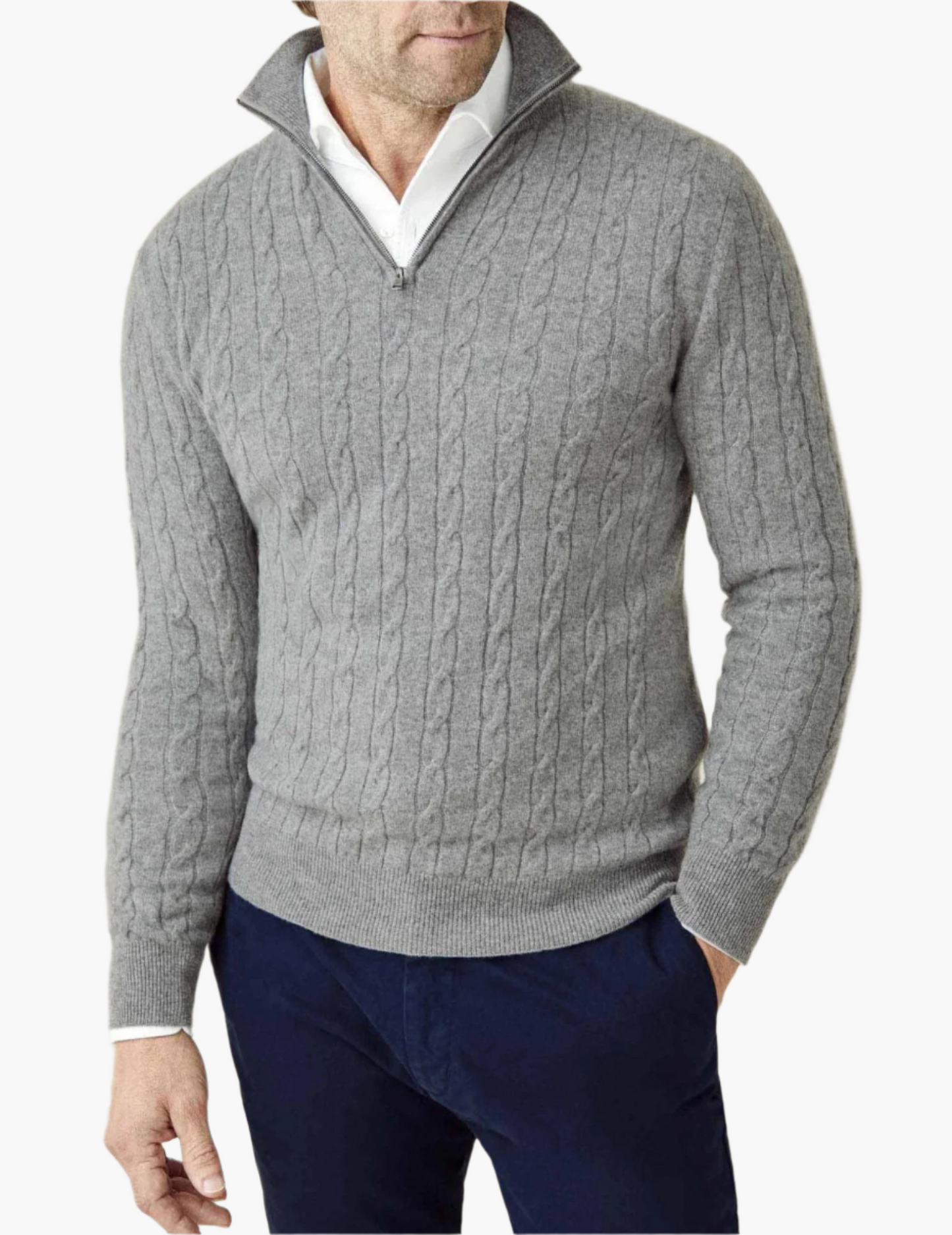 Pull zippé torsadé homme élégant style décontracté et professionnel