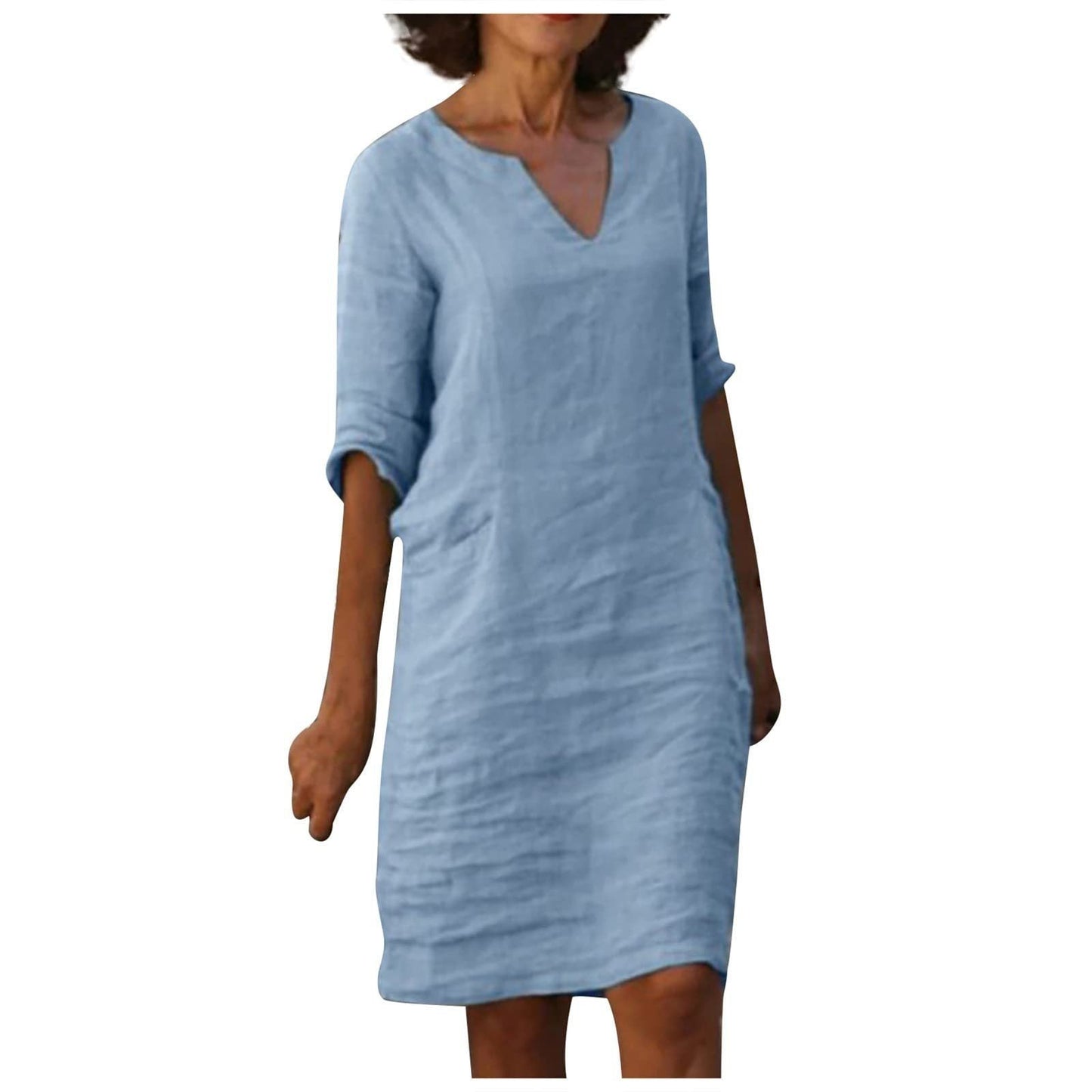 Imogen – Robe rétro en coton et lin à taille haute
