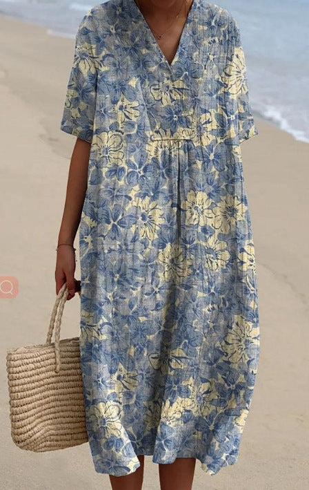 Gillian – Robe Longue Imprimée Confortable