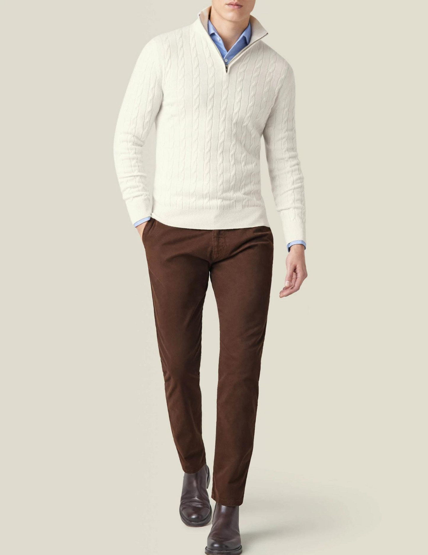 Pull zippé torsadé homme élégant style décontracté et professionnel