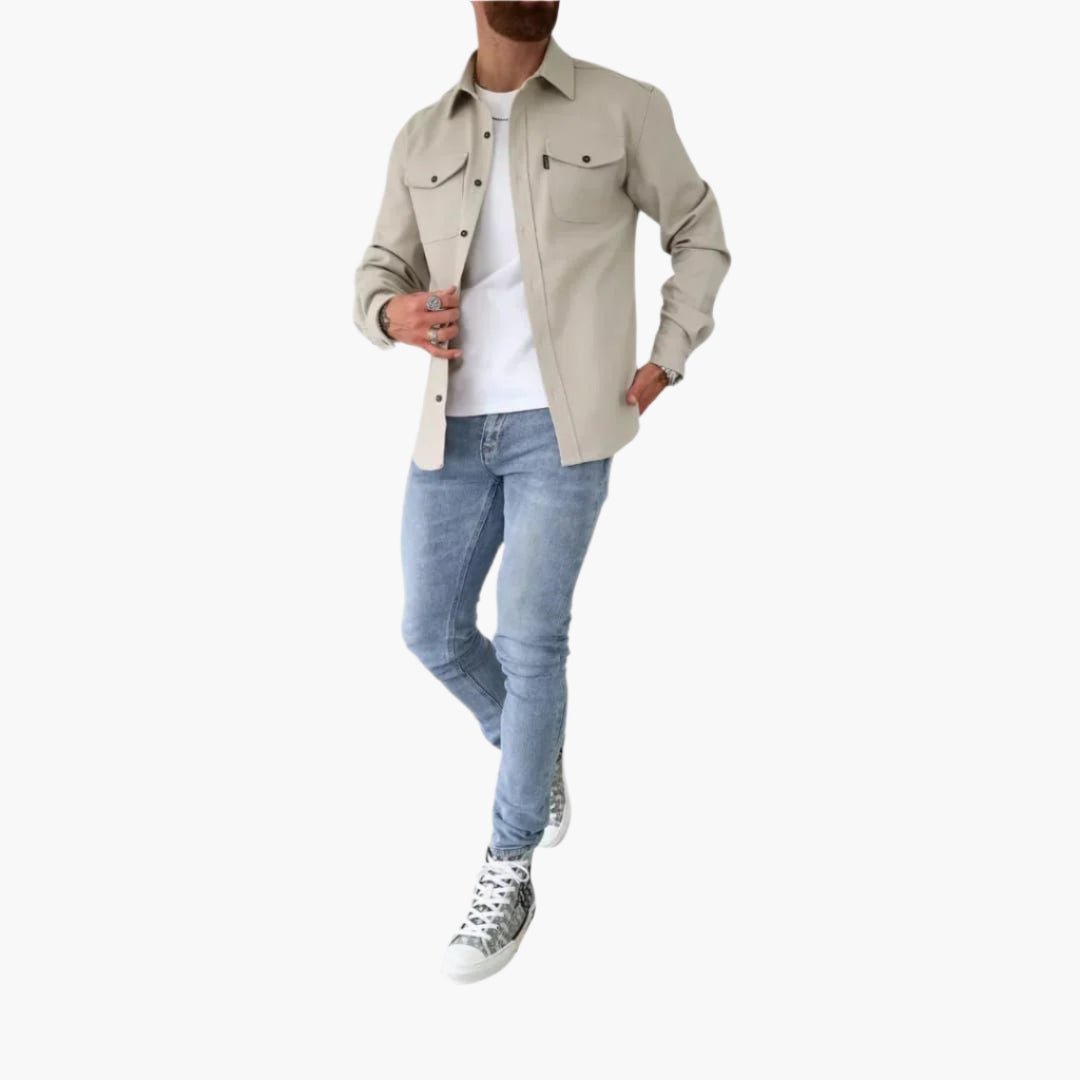 Surchemise Style Veste à Boutons pour Homme – Élégance Décontractée et Polyvalente