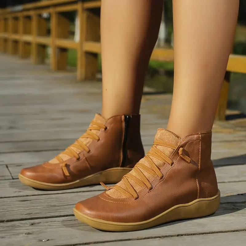 Bottines femme confort style décontracté – Chaussures montantes idéales pour la marche et la saison automne-hiver