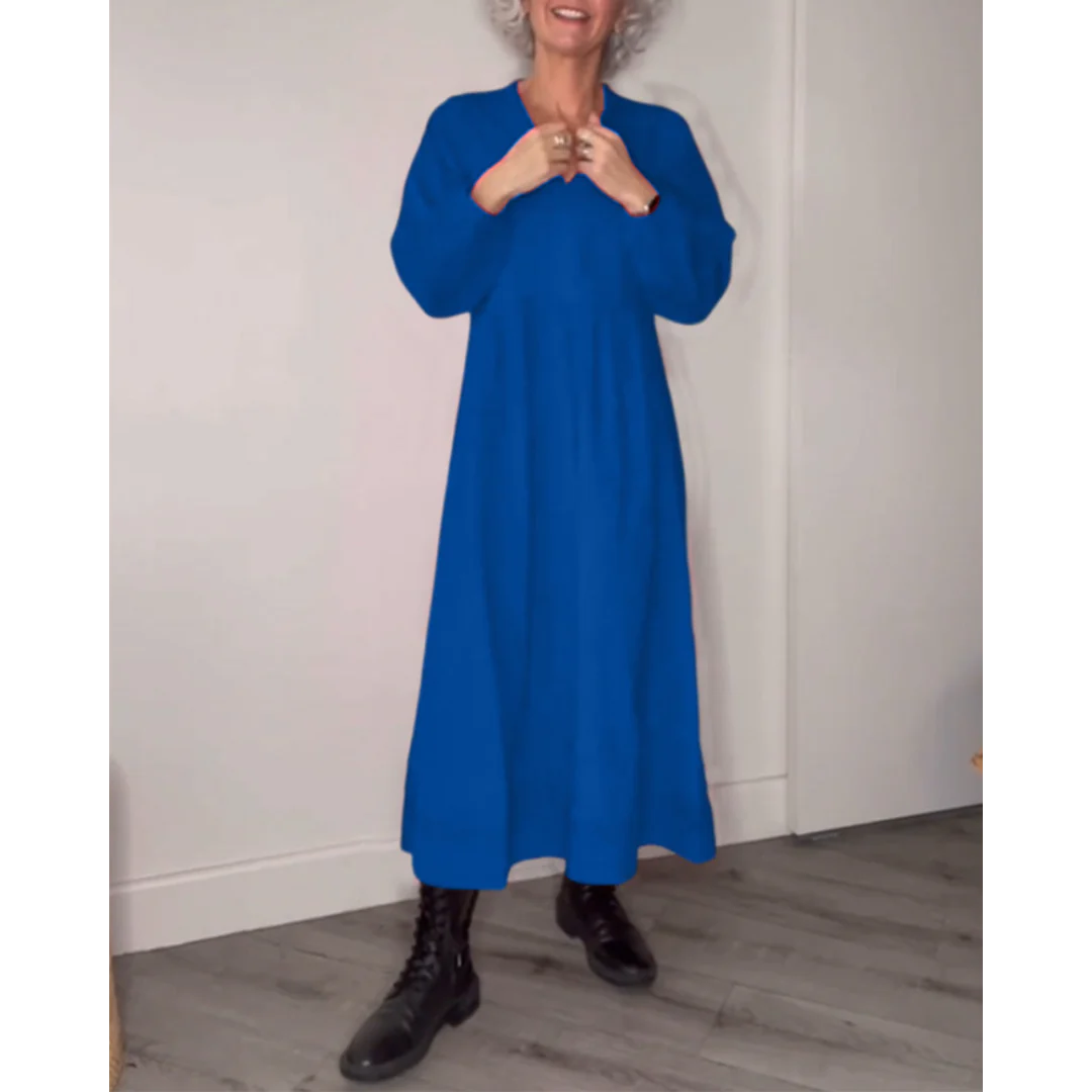 Robe Elégante avec Anneaux en V et Manches Longues