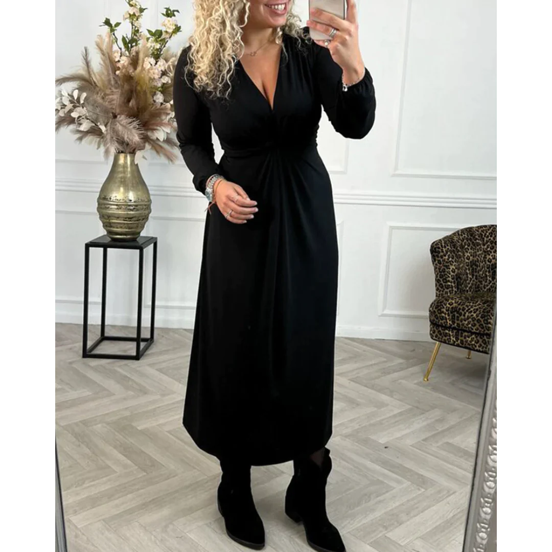 Robe unie Sexy à Manches Longues