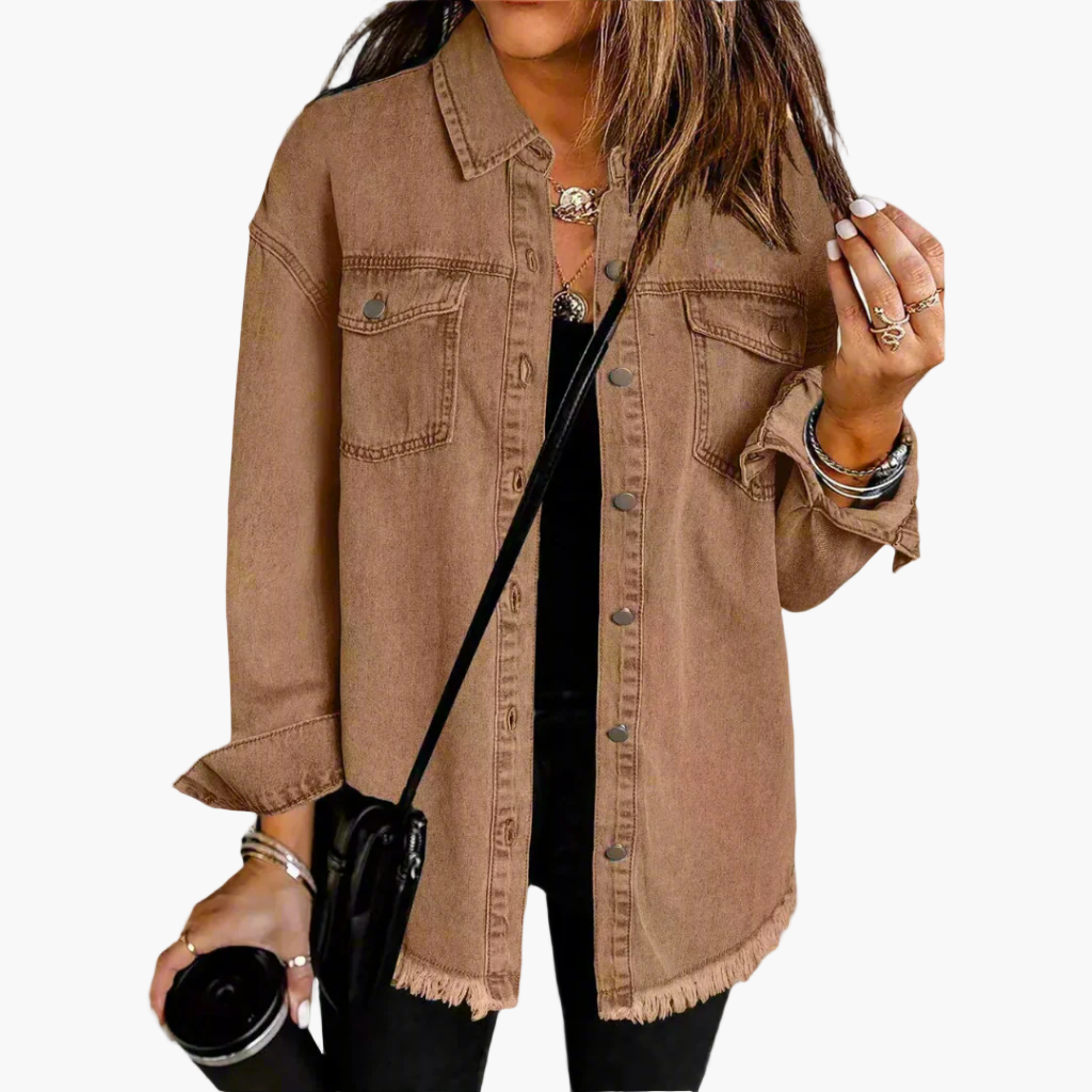 Veste en jean décontractée style urbain pour femme – Look tendance et polyvalent