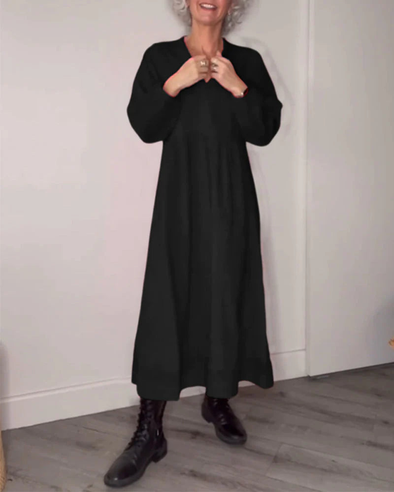 Robe Elégante avec Anneaux en V et Manches Longues