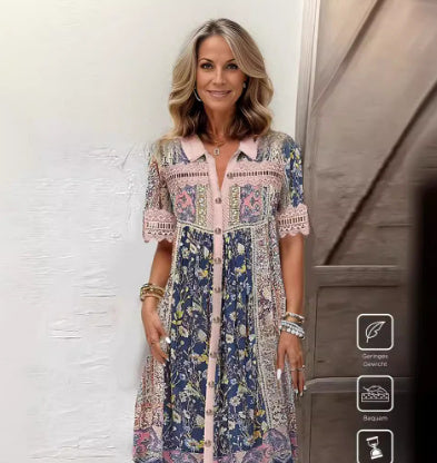 Laura – Robe en Dentelle Imprimée Rétro pour Femme