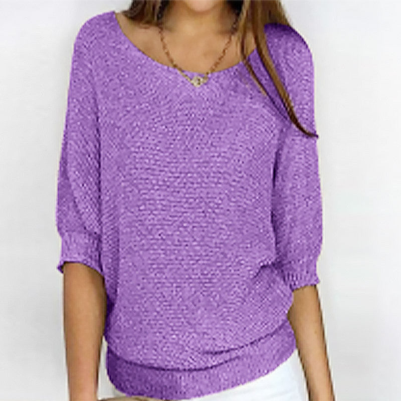 Denise – Pull à Encolure Ronde Uni pour Femme