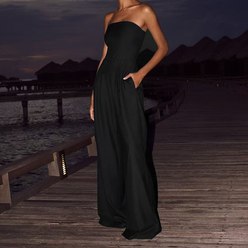 Victoria – Combinaison Bustier Sans Dos à Jambes Larges