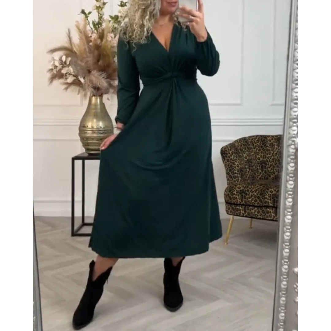 Robe unie Sexy à Manches Longues
