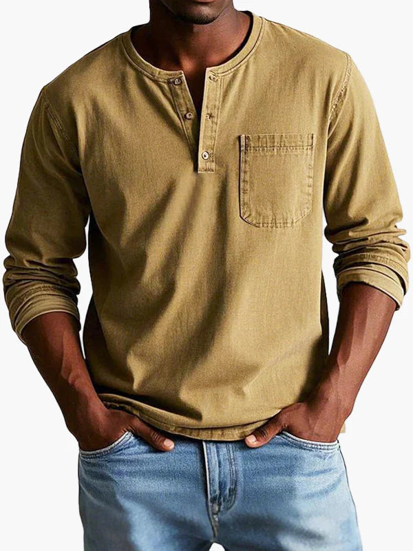 Chemise Henley à Manches Longues pour Homme – Style Décontracté et Élégant pour Toutes Occasions