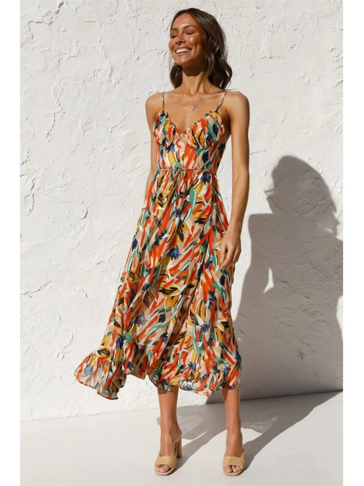 Robe Midi Élégante et Colorée