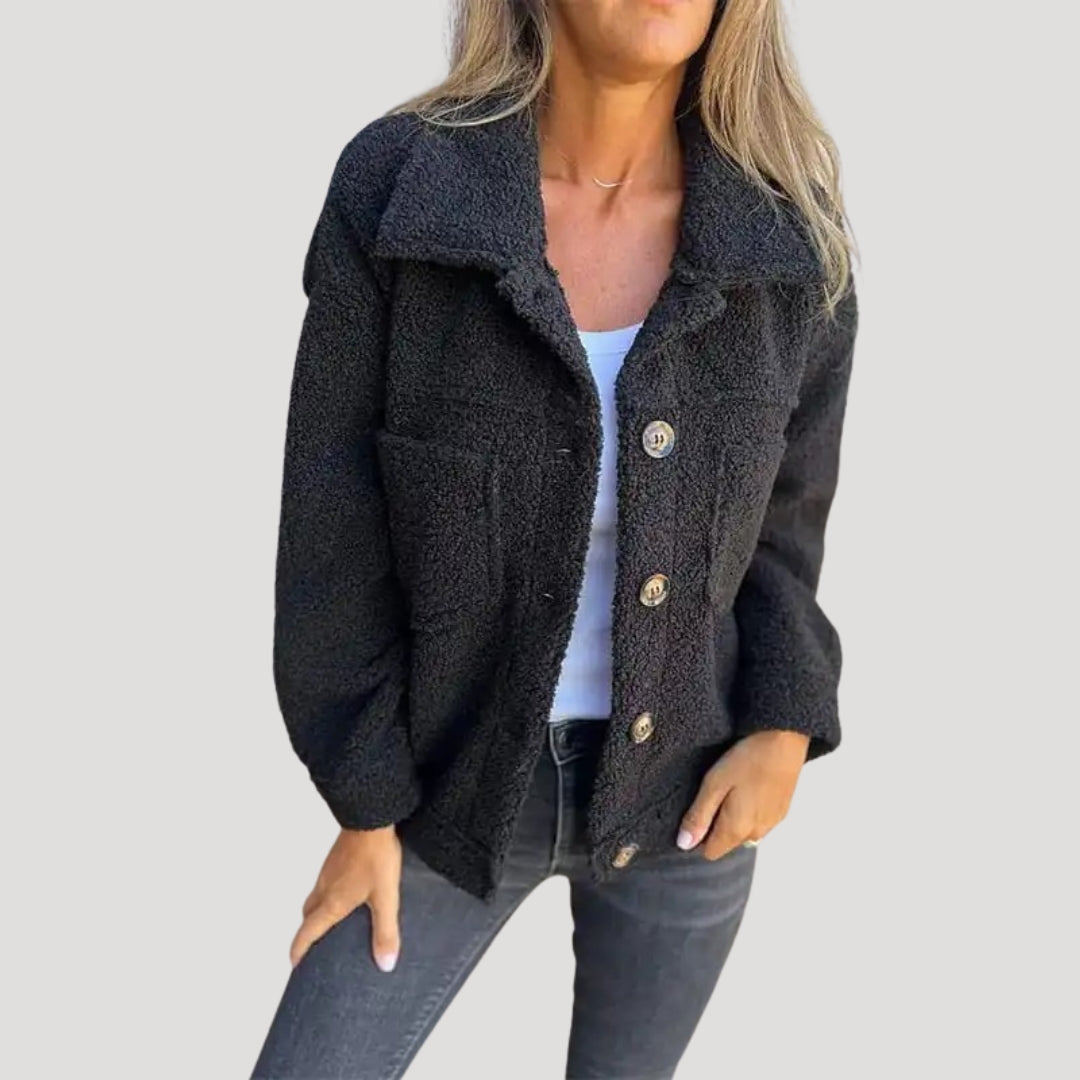 Veste polaire sherpa femme style décontracté tendance automne-hiver