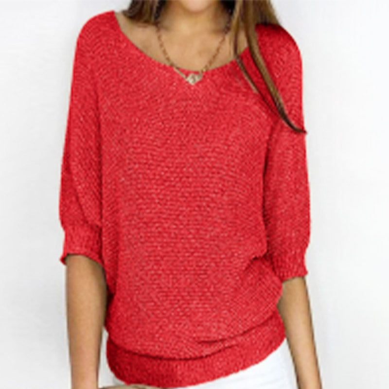 Denise – Pull à Encolure Ronde Uni pour Femme