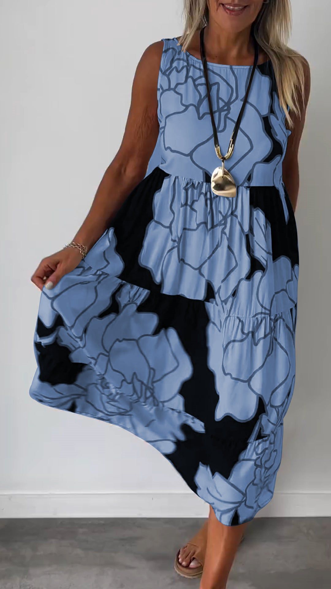 Alison – Robe sans manches à imprimé avec lacets